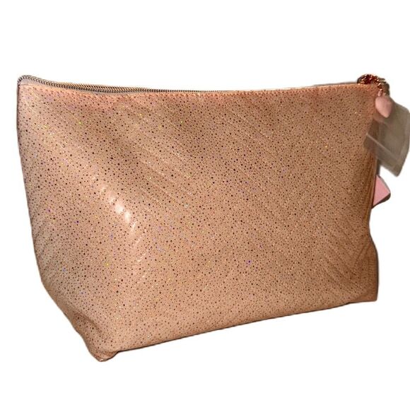 Juicy Couture Pink Glitter Monogram Cosmetic Makeup Bag & Travel Toiletry Bottle - Picture 10 of 16